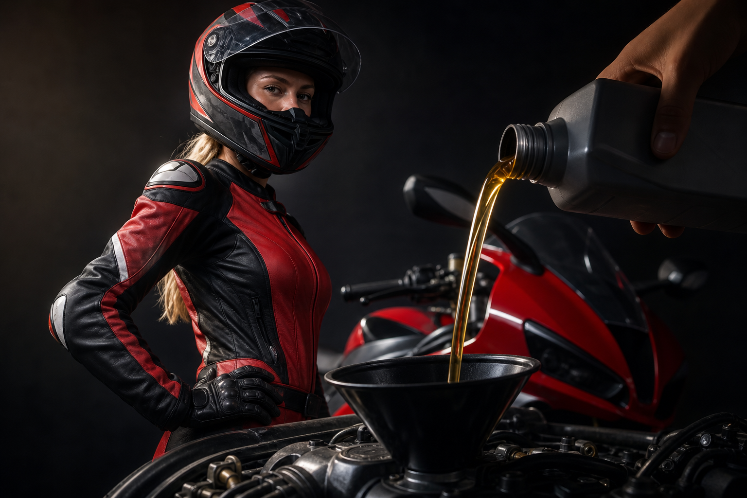 Engine oil and rider